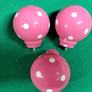 Pottery Barn Kids Round Pink With Dots Finials!